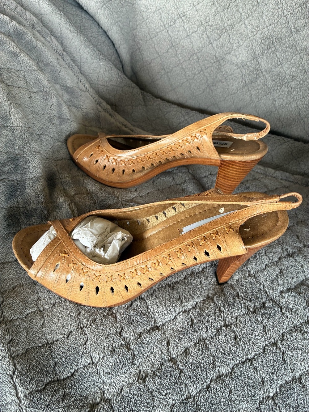 Women’s Tan Slingback Cutout Heeled Sandals